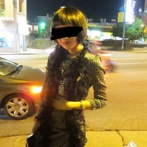 Mid sleeve gold/black stripe fitted dress size S